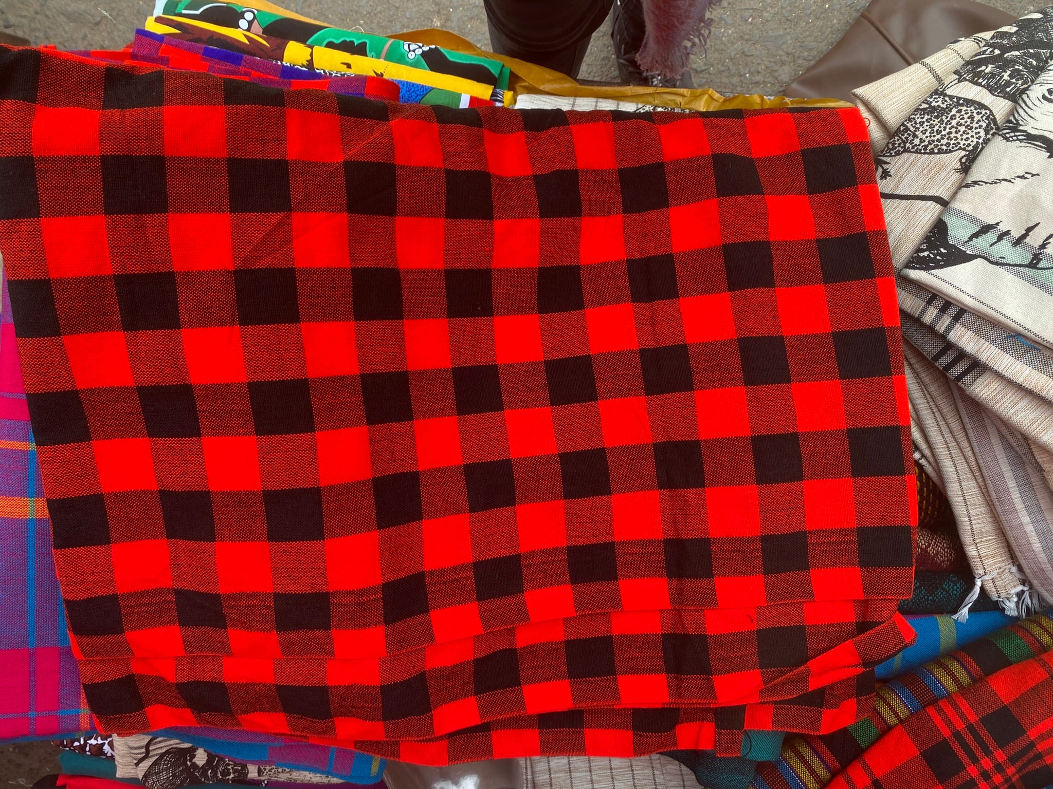 Maasai Shuka – Red & Black Check (1.5 x 2M)
