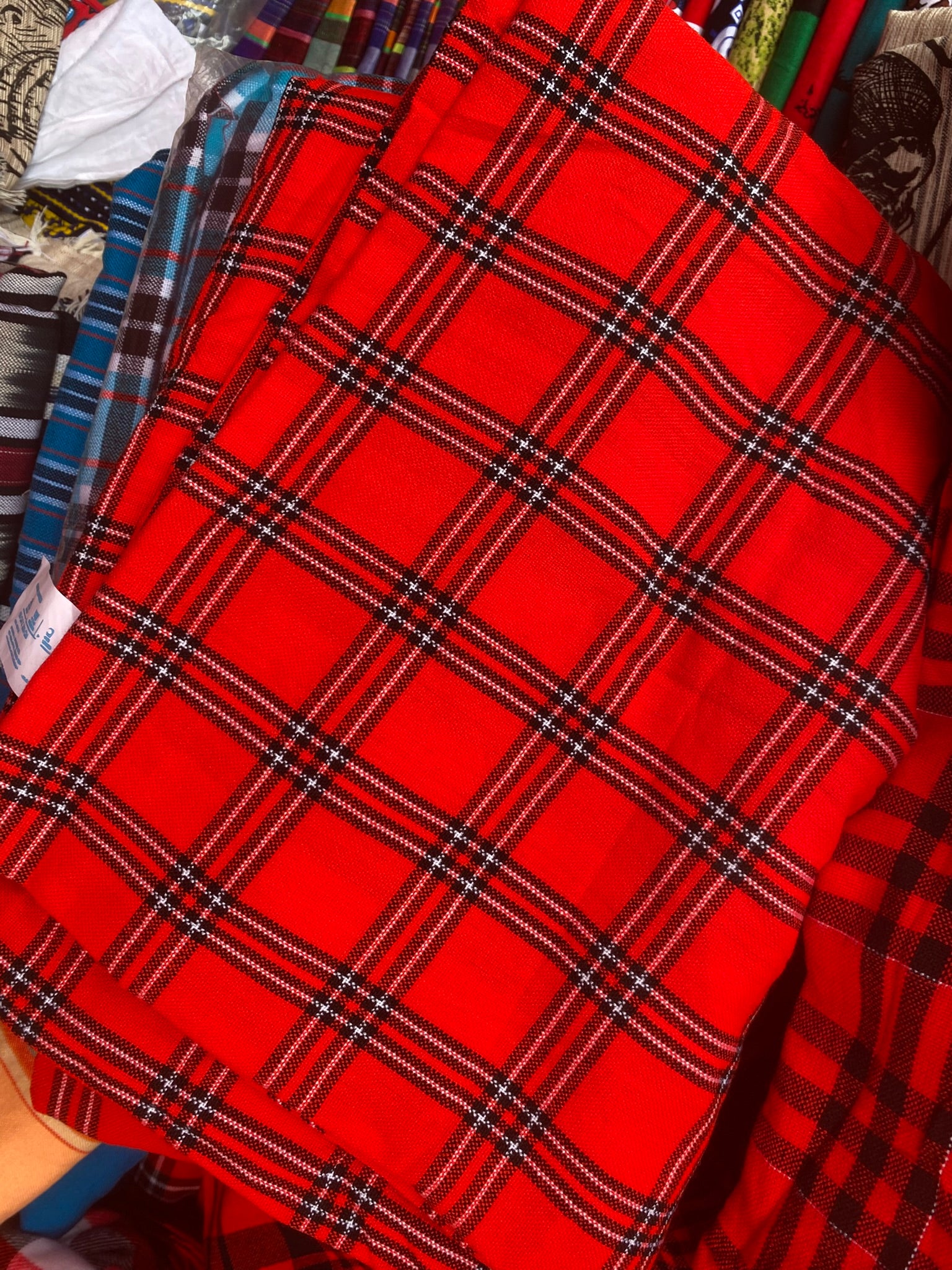 Maasai Shuka – Red & Black Check (1.5 x 2M)